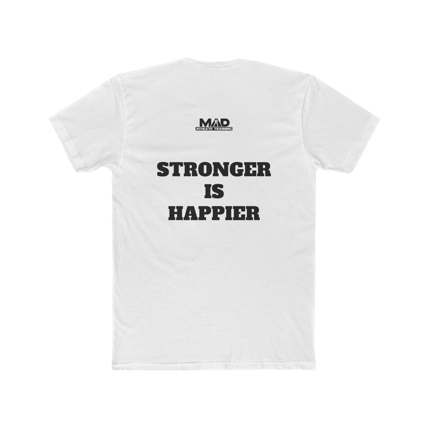 Super Strong - STRONGER IS HAPPIER T. Unisex Cotton Crew Tee, Motivational Shirt, Gift for Fitness Lovers, Casual Wear, Gym Apparel, Everyday Comfort