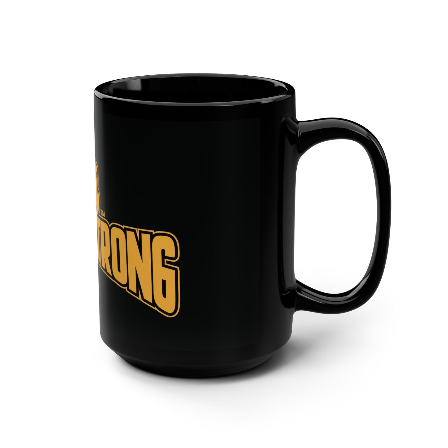 Black Superstrong Mug, 15oz Coffee Cup for Motivational Gifts, Fitness Enthusiasts, Work, Home, Gym, Strong Personality