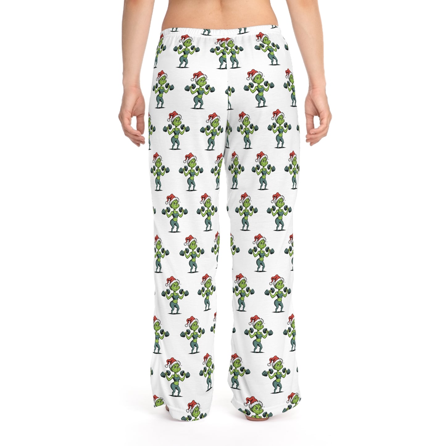 Female Fitness Grinch Women's Pajama Pants — Cute Santa Cactus All-Over Print