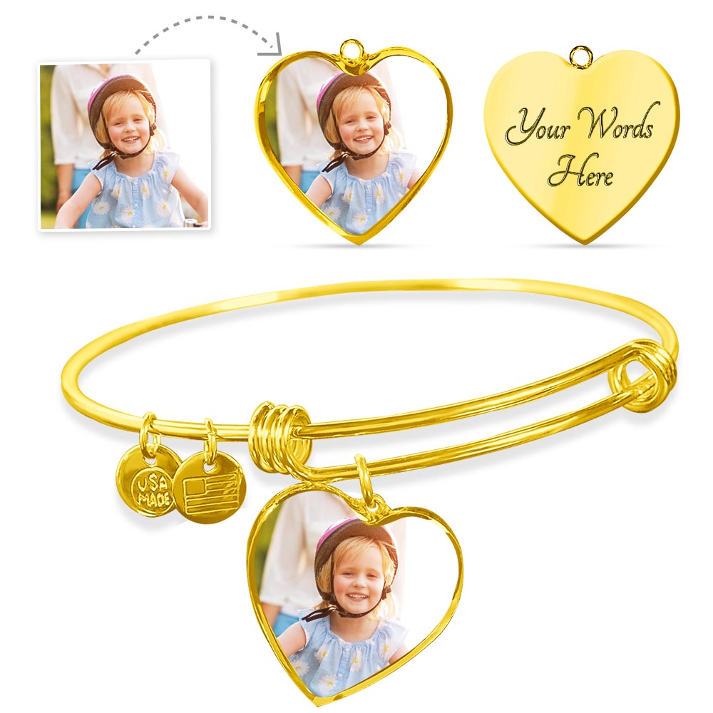 Mother's Heart -Bangle -Personalized -Gold
