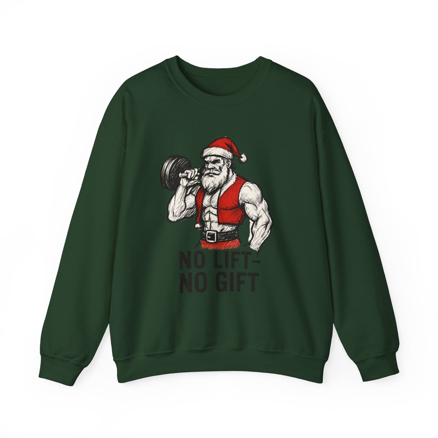 Santa Lifting Sweatshirt – "No Lift No Gift" Christmas Gym Crewneck