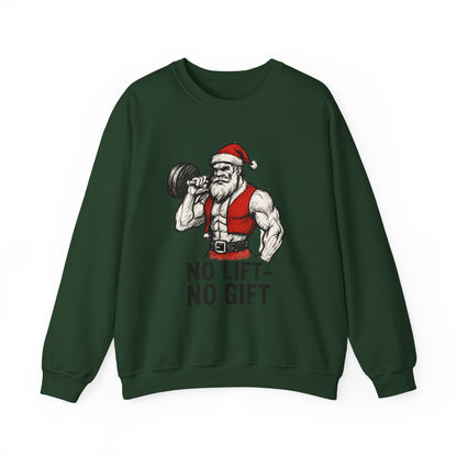 Santa Lifting Sweatshirt – "No Lift No Gift" Christmas Gym Crewneck
