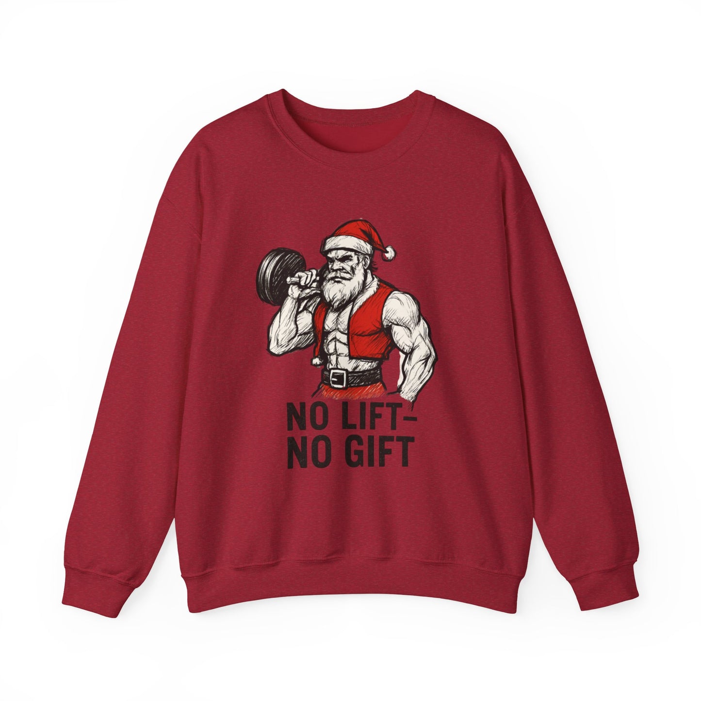 Santa Lifting Sweatshirt – "No Lift No Gift" Christmas Gym Crewneck