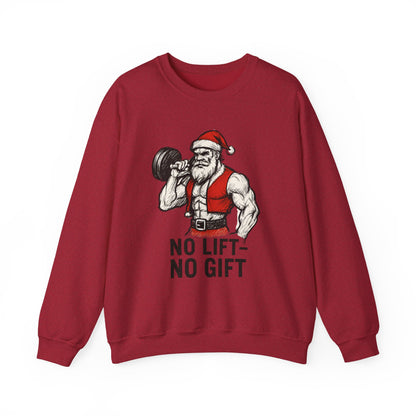 Santa Lifting Sweatshirt – "No Lift No Gift" Christmas Gym Crewneck