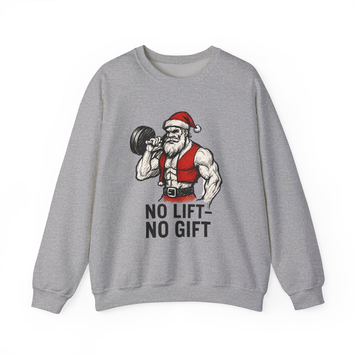 Santa Lifting Sweatshirt – "No Lift No Gift" Christmas Gym Crewneck