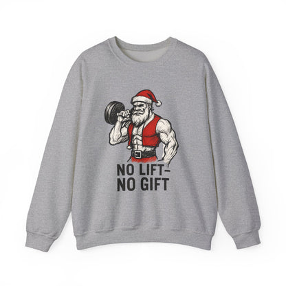 Santa Lifting Sweatshirt – "No Lift No Gift" Christmas Gym Crewneck