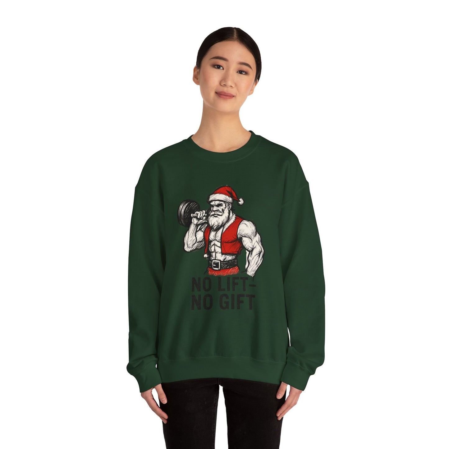 Santa Lifting Sweatshirt – "No Lift No Gift" Christmas Gym Crewneck