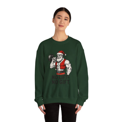 Santa Lifting Sweatshirt – "No Lift No Gift" Christmas Gym Crewneck