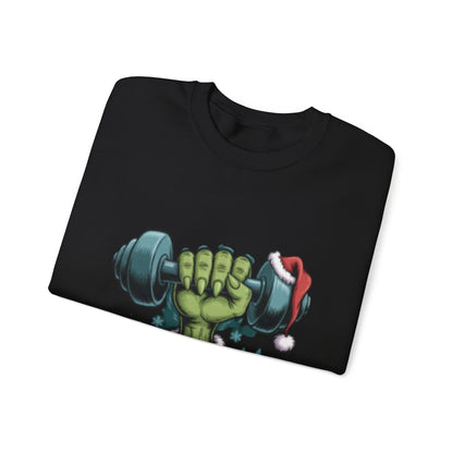 Christmas Gym Sweatshirt — “His Muscles Grew Three Sizes That Day” Holiday Workout Crewneck