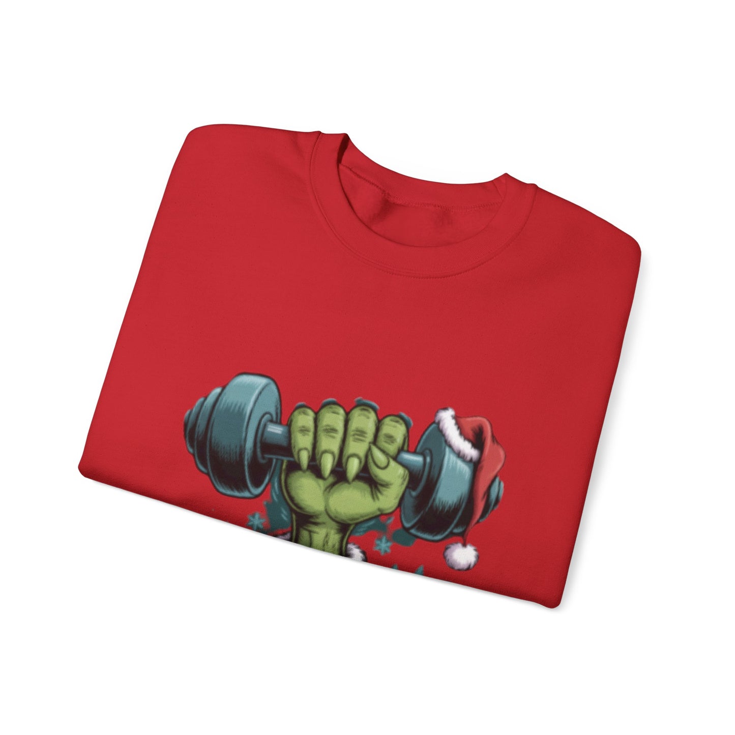 Christmas Gym Sweatshirt — “His Muscles Grew Three Sizes That Day” Holiday Workout Crewneck