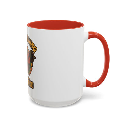 Thanksgiving Feast Mode Coffee Mug — Funny Muscle Turkey Accent Mug