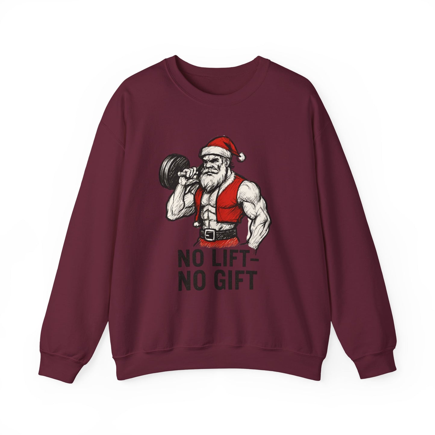 Santa Lifting Sweatshirt – "No Lift No Gift" Christmas Gym Crewneck