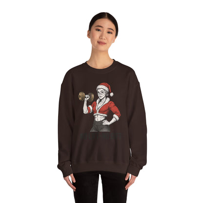 Mrs. Clause Crewneck Sweatshirt — "No Lift, No Gift" Santa Gym Graphic