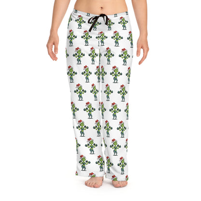 Female Fitness Grinch Women's Pajama Pants — Cute Santa Cactus All-Over Print