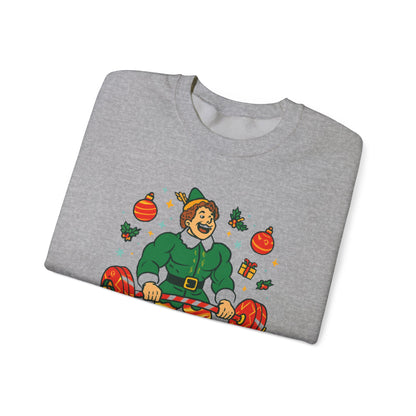 Christmas Elf Sweatshirt – 'The Best Way to Spread Christmas Cheer is Lifting Loudly' Holiday Crewneck