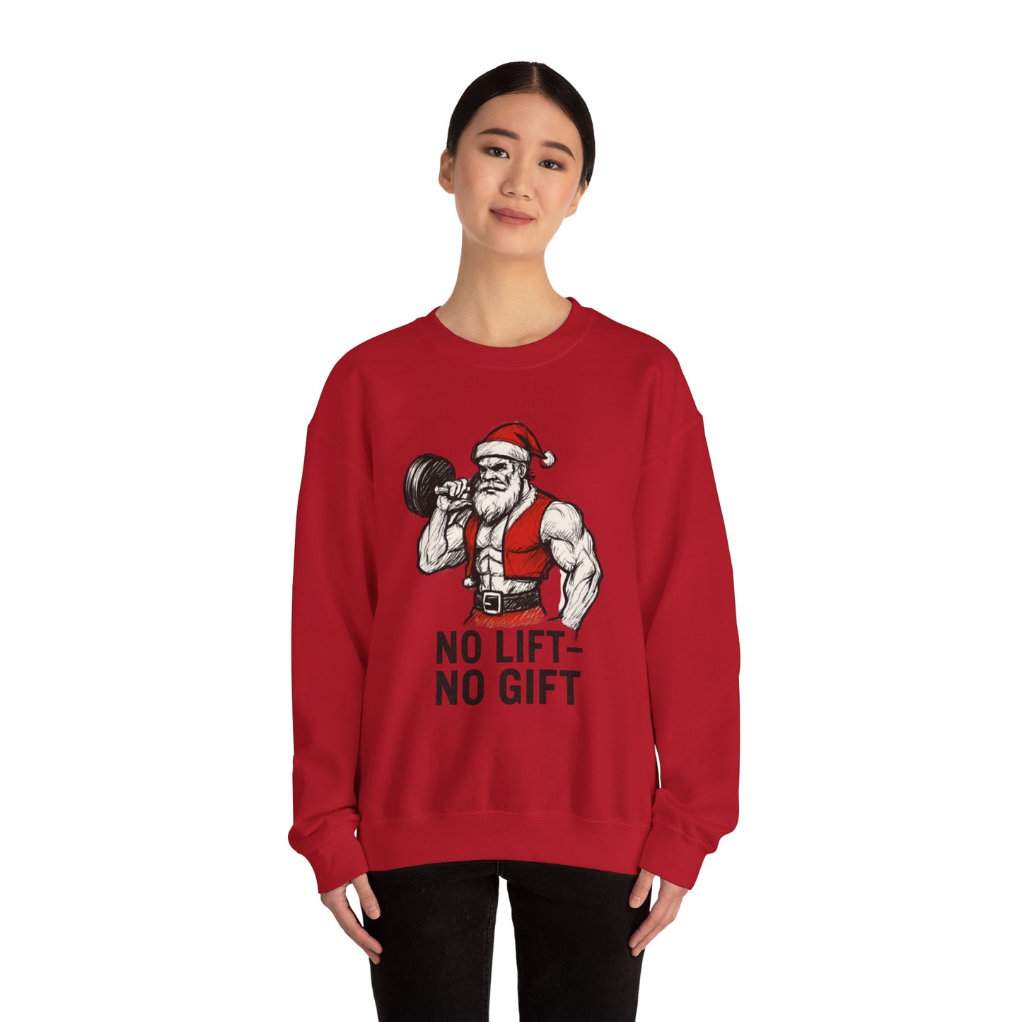 Santa Lifting Sweatshirt – "No Lift No Gift" Christmas Gym Crewneck