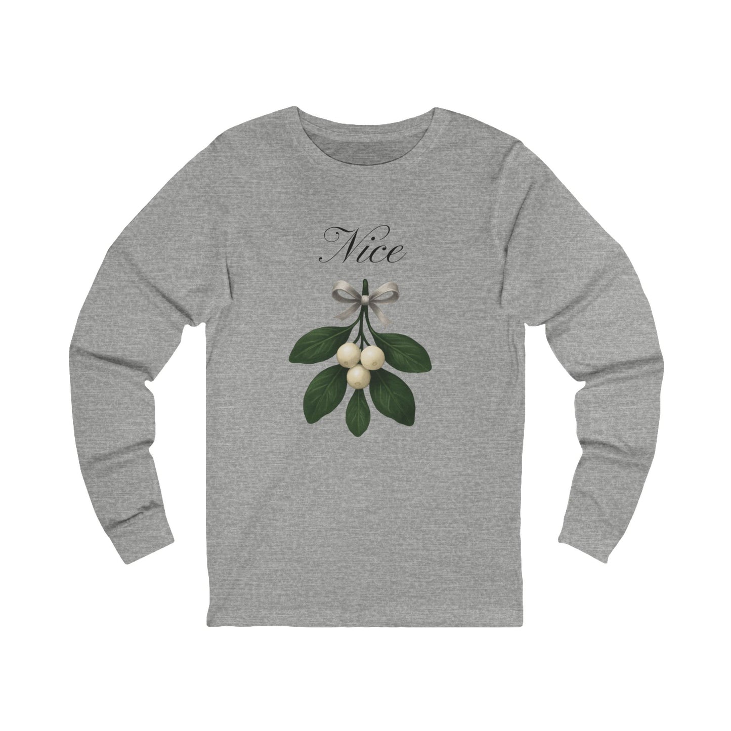 'Nice' Mistletoe Design     Long Sleeve Tee —