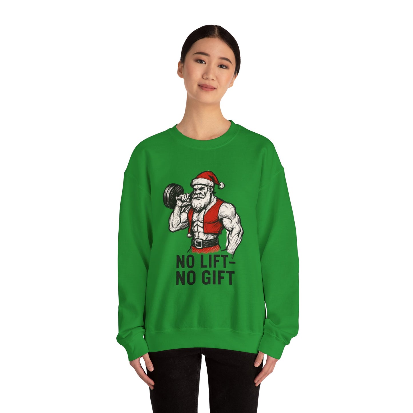 Santa Lifting Sweatshirt – "No Lift No Gift" Christmas Gym Crewneck