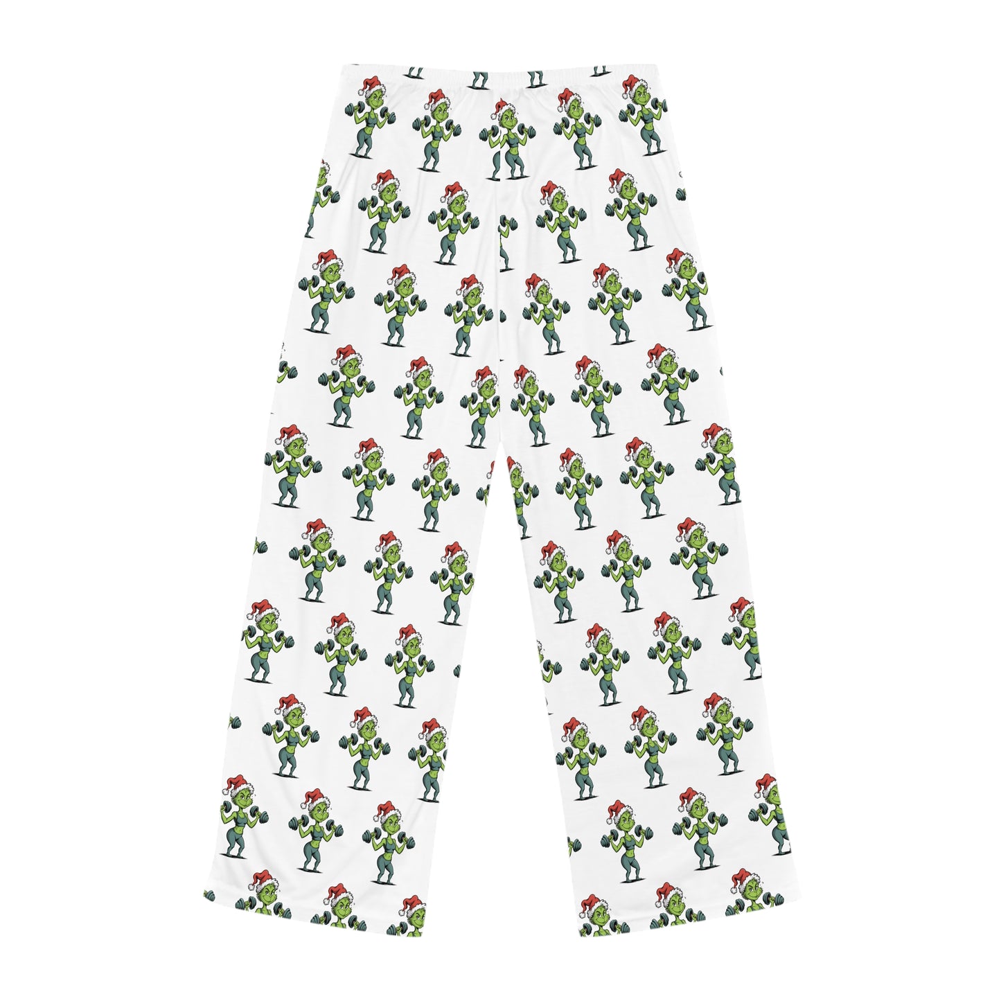 Female Fitness Grinch Women's Pajama Pants — Cute Santa Cactus All-Over Print
