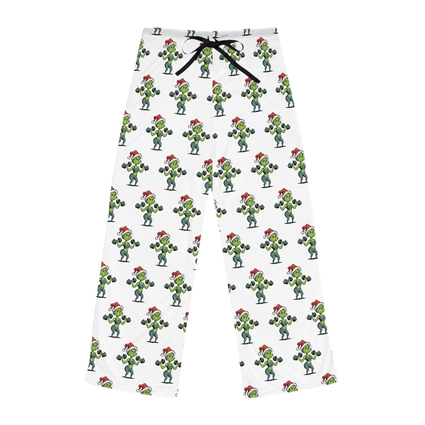 Female Fitness Grinch Women's Pajama Pants — Cute Santa Cactus All-Over Print