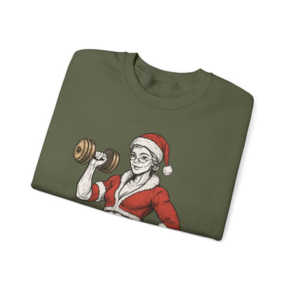 Mrs. Clause Crewneck Sweatshirt — "No Lift, No Gift" Santa Gym Graphic