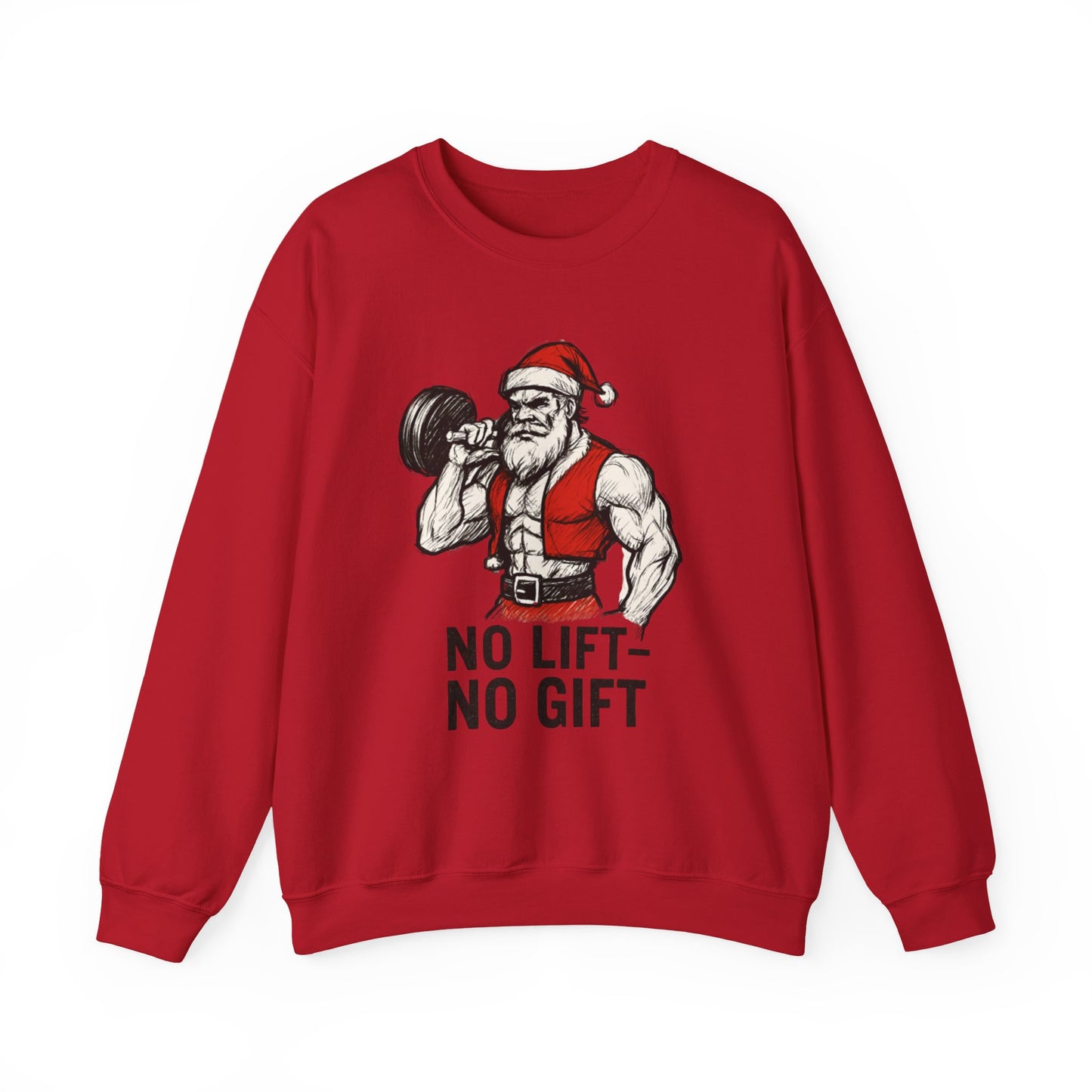Santa Lifting Sweatshirt – "No Lift No Gift" Christmas Gym Crewneck