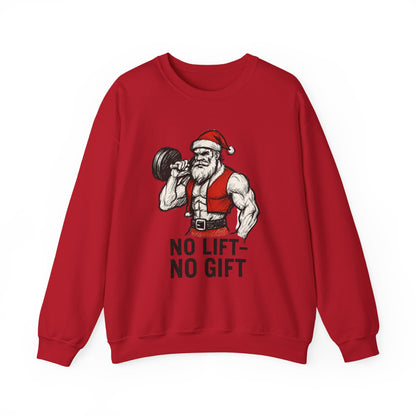 Santa Lifting Sweatshirt – "No Lift No Gift" Christmas Gym Crewneck
