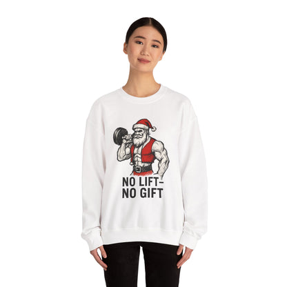 Santa Lifting Sweatshirt – "No Lift No Gift" Christmas Gym Crewneck