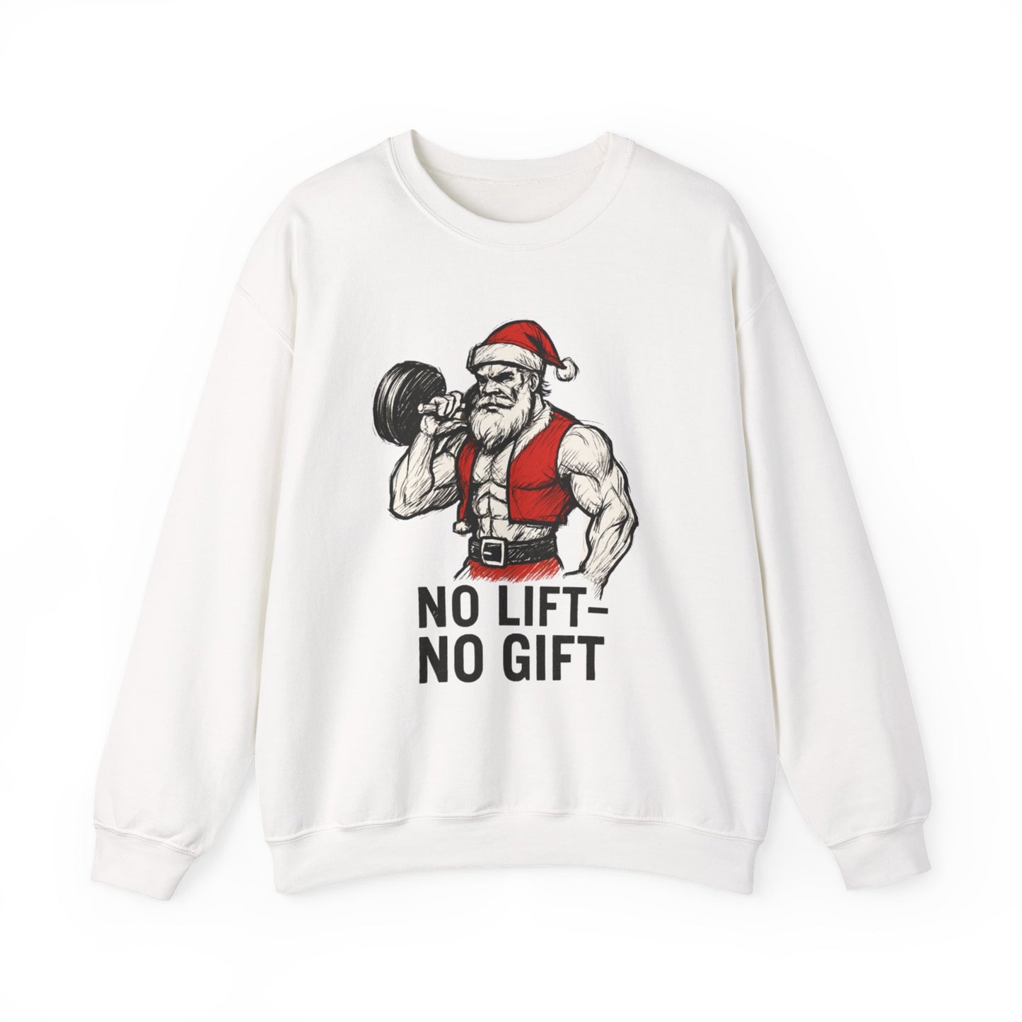 Santa Lifting Sweatshirt – "No Lift No Gift" Christmas Gym Crewneck
