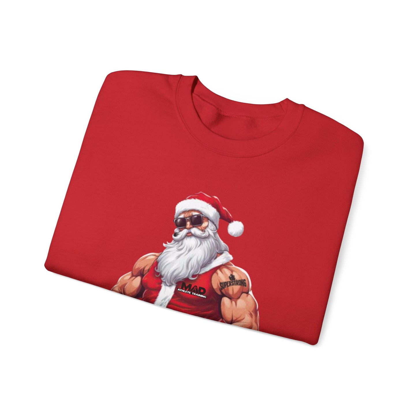 MAD Muscular Santa Sweatshirt — Funny Christmas Gym Santa Holiday Crewneck