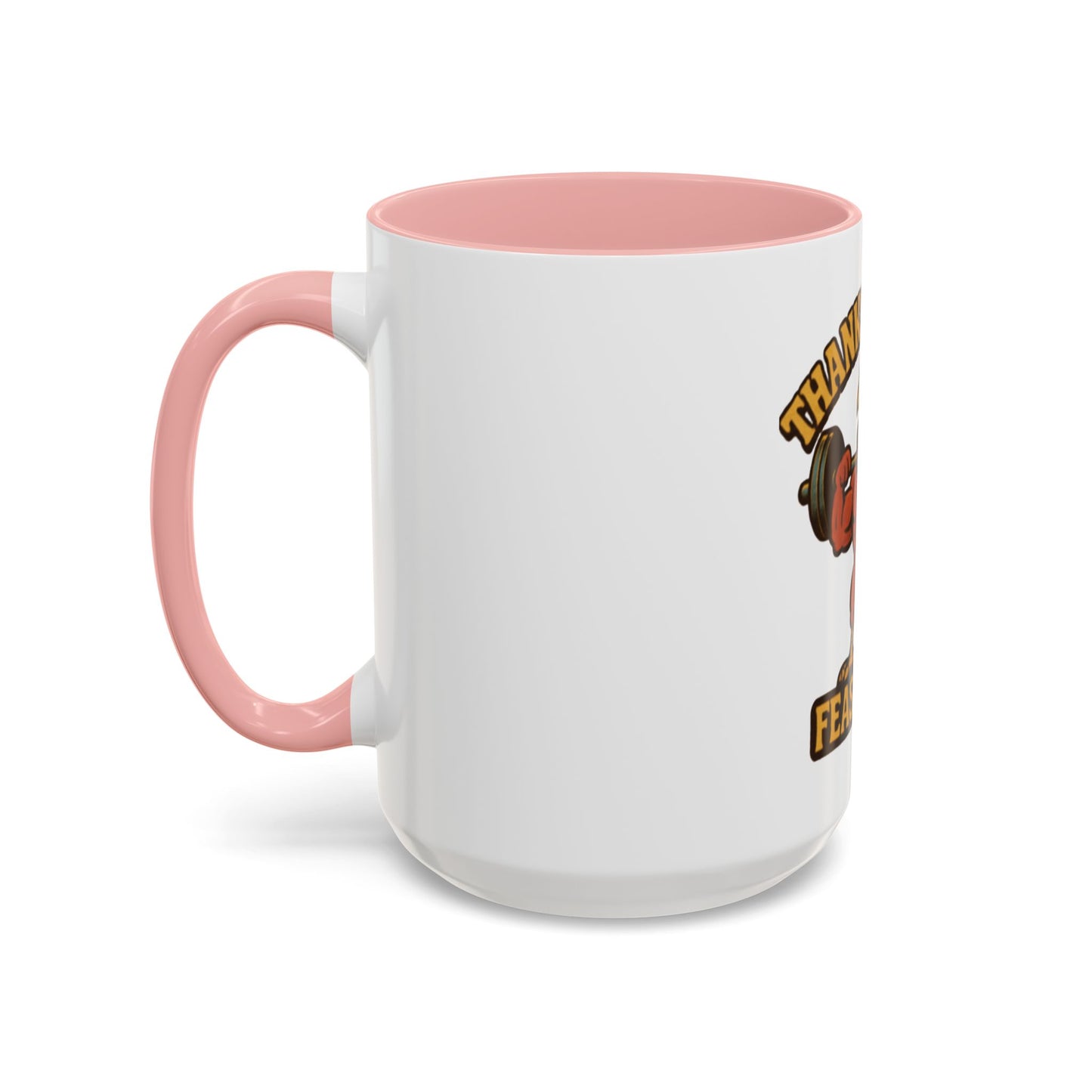 Thanksgiving Feast Mode Coffee Mug — Funny Muscle Turkey Accent Mug