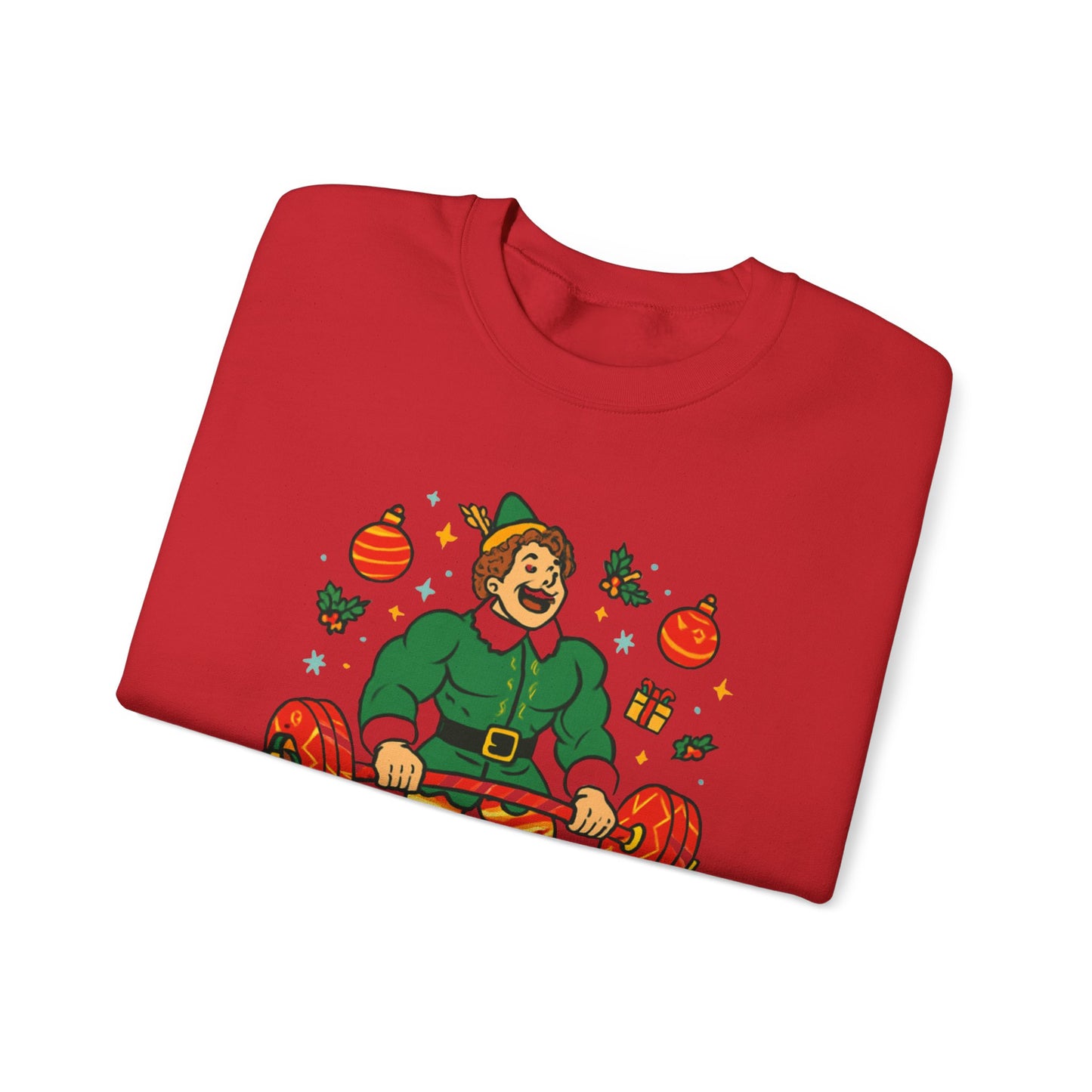 Christmas Elf Sweatshirt – 'The Best Way to Spread Christmas Cheer is Lifting Loudly' Holiday Crewneck