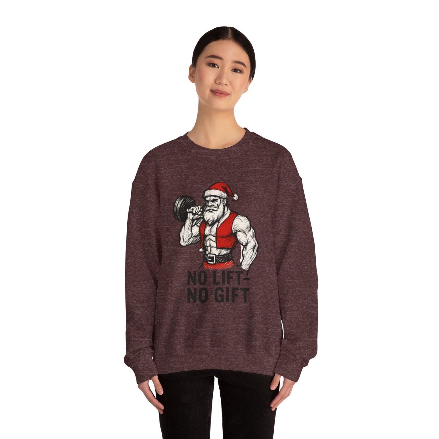 Santa Lifting Sweatshirt – "No Lift No Gift" Christmas Gym Crewneck