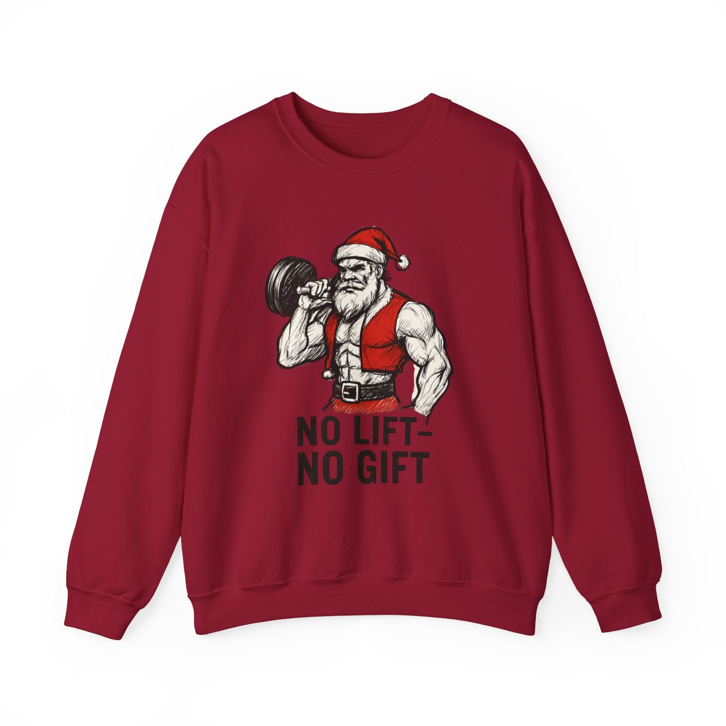 Santa Lifting Sweatshirt – "No Lift No Gift" Christmas Gym Crewneck