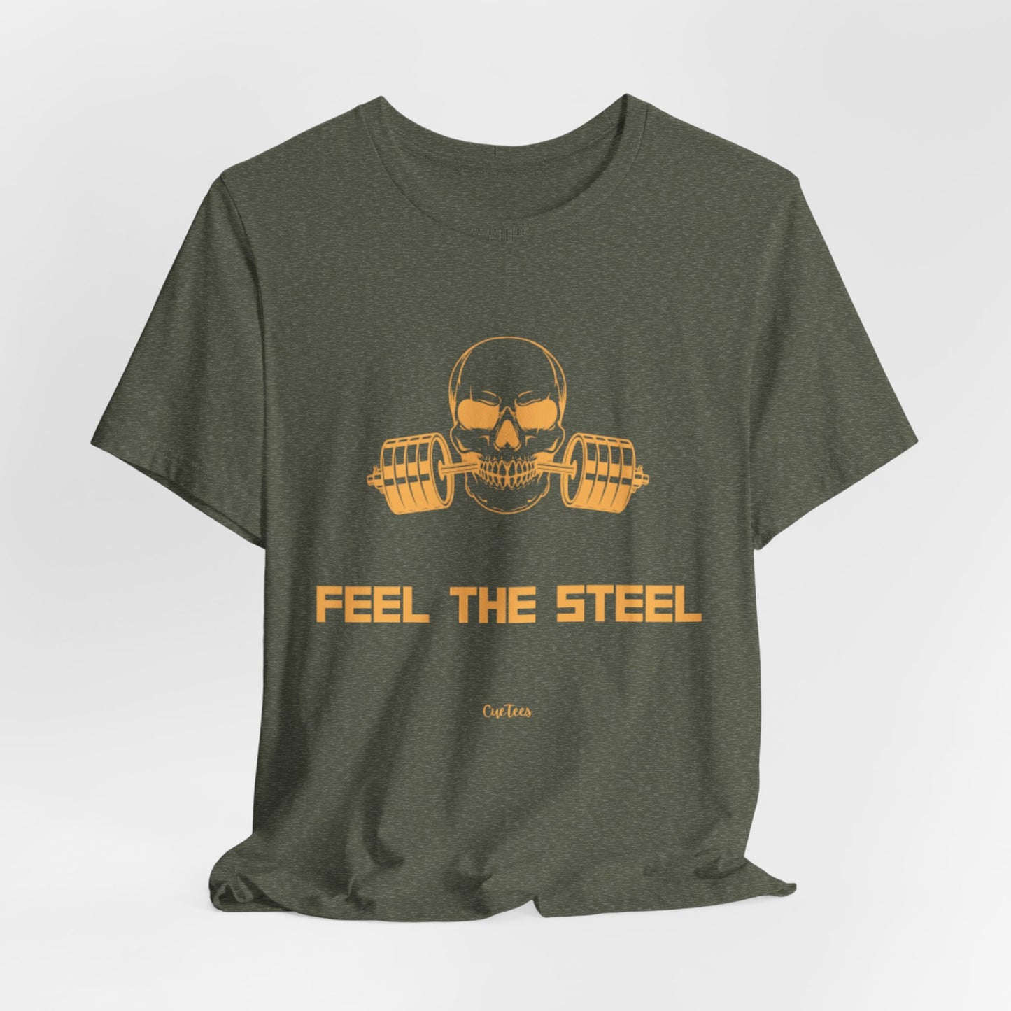 CueTees:  "Feel The Steel" Barbell Gym Tee