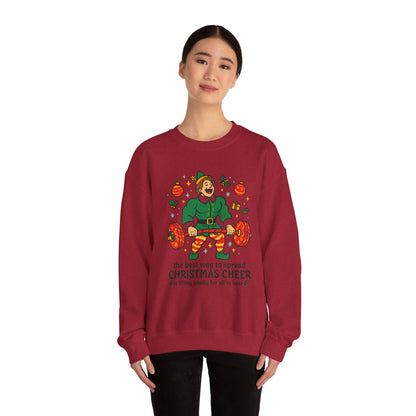 Christmas Elf Sweatshirt – 'The Best Way to Spread Christmas Cheer is Lifting Loudly' Holiday Crewneck