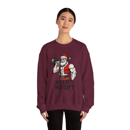 Santa Lifting Sweatshirt – "No Lift No Gift" Christmas Gym Crewneck