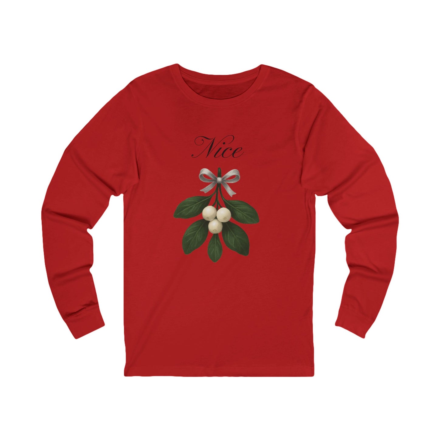 'Nice' Mistletoe Design     Long Sleeve Tee —