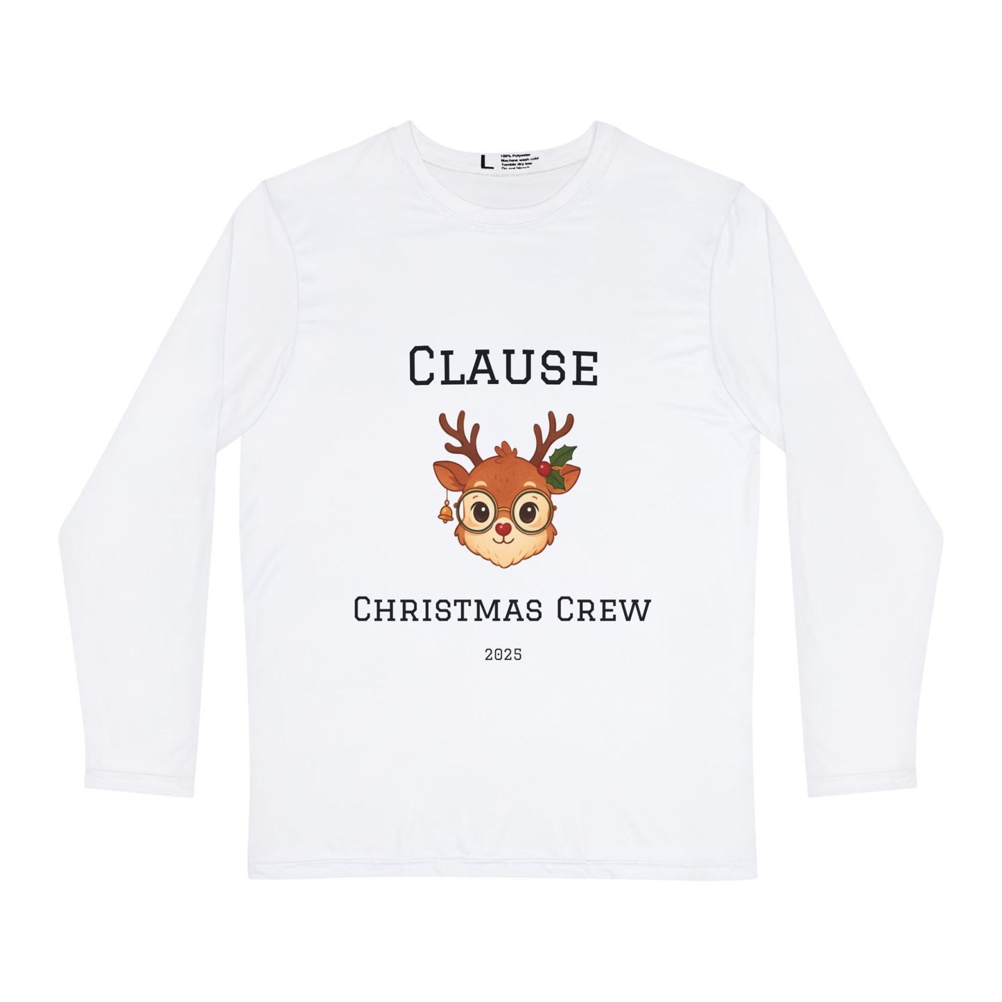 Personalized -  Custom Christmas Crew Long Sleeve Shirt — 'Clause' Reindeer Holiday Tee