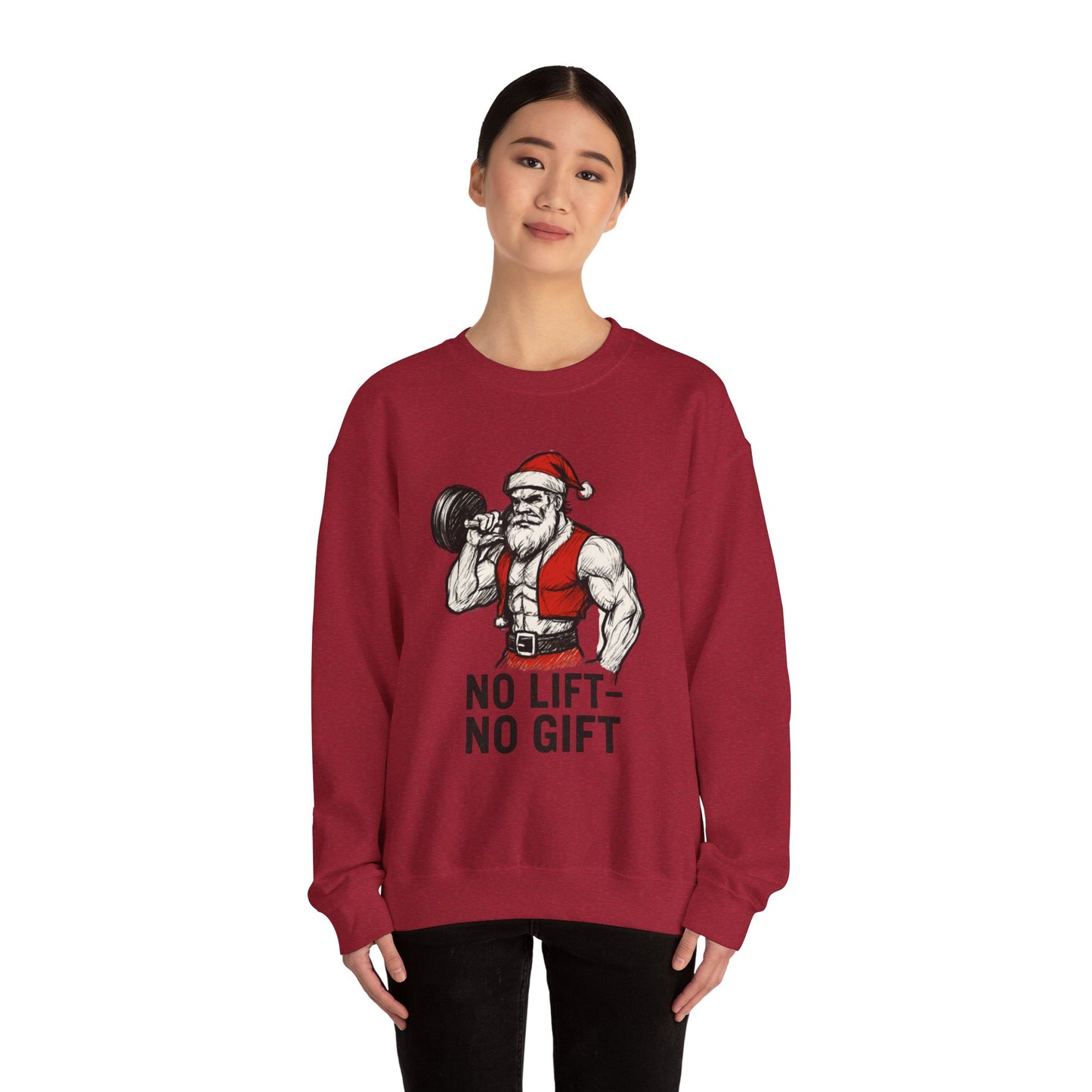 Santa Lifting Sweatshirt – "No Lift No Gift" Christmas Gym Crewneck