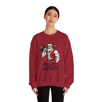 Santa Lifting Sweatshirt – "No Lift No Gift" Christmas Gym Crewneck