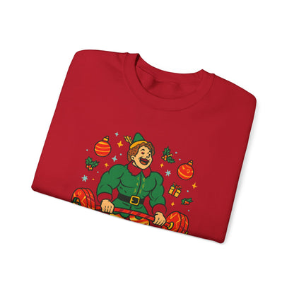 Christmas Elf Sweatshirt – 'The Best Way to Spread Christmas Cheer is Lifting Loudly' Holiday Crewneck