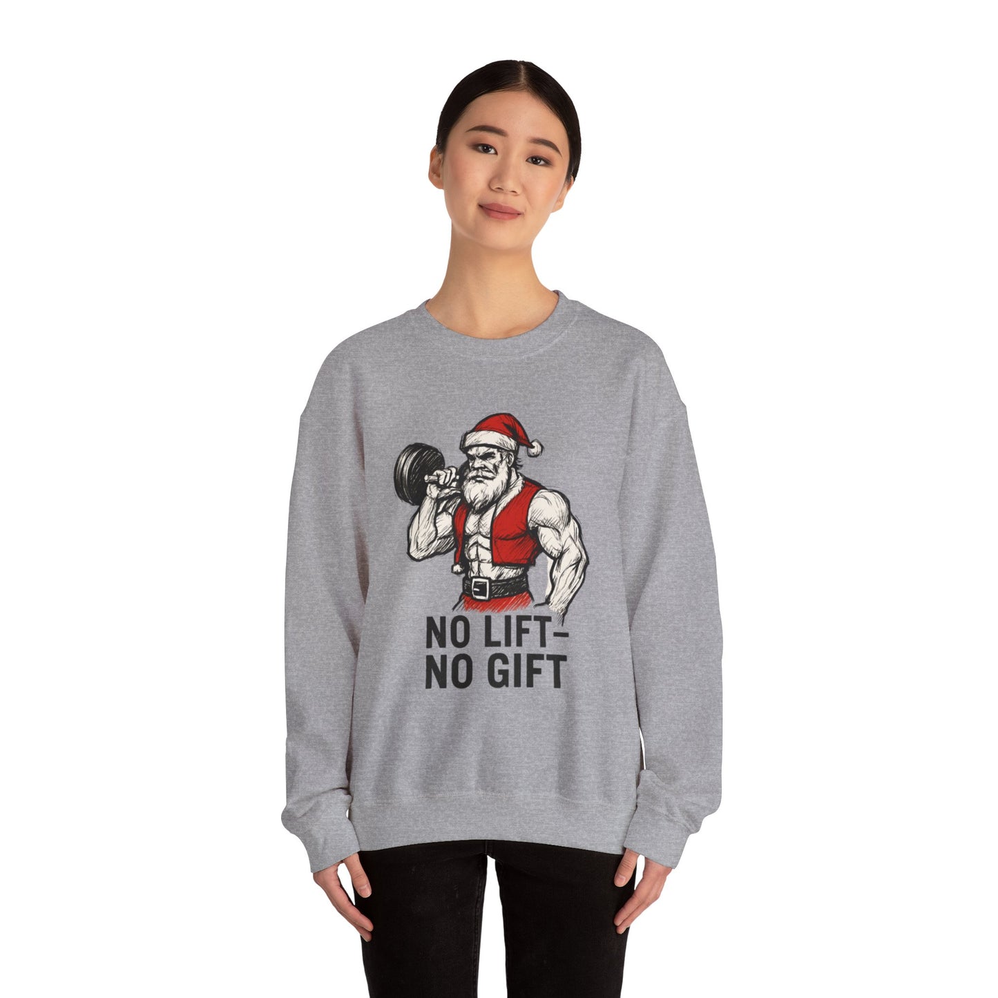 Santa Lifting Sweatshirt – "No Lift No Gift" Christmas Gym Crewneck