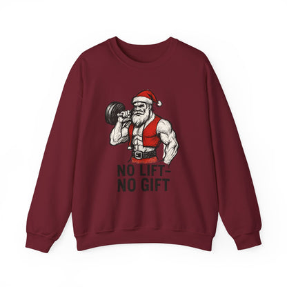 Santa Lifting Sweatshirt – "No Lift No Gift" Christmas Gym Crewneck