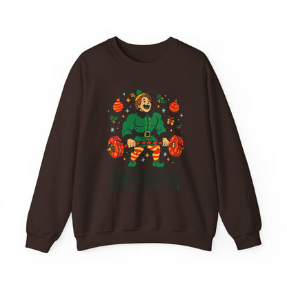 Christmas Elf Sweatshirt – 'The Best Way to Spread Christmas Cheer is Lifting Loudly' Holiday Crewneck