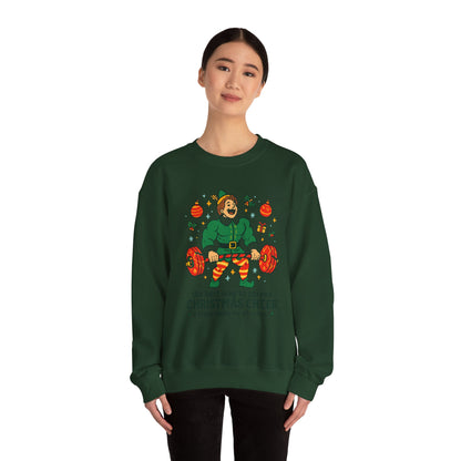 Christmas Elf Sweatshirt – 'The Best Way to Spread Christmas Cheer is Lifting Loudly' Holiday Crewneck