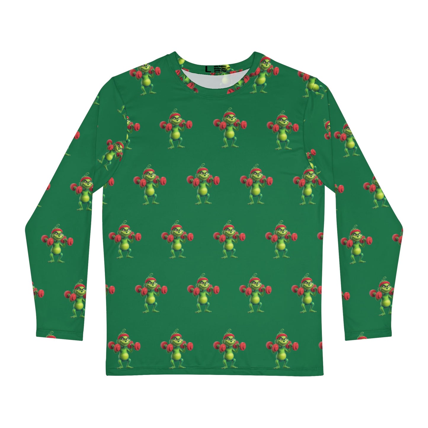 Grinch Lifting Weights Long Sleeve Shirt — Funny Christmas Workout Tee