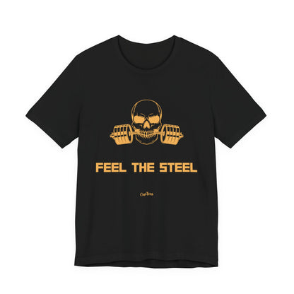 CueTees:  "Feel The Steel" Barbell Gym Tee