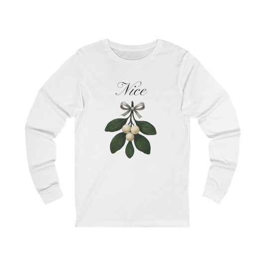 'Nice' Mistletoe Design     Long Sleeve Tee —