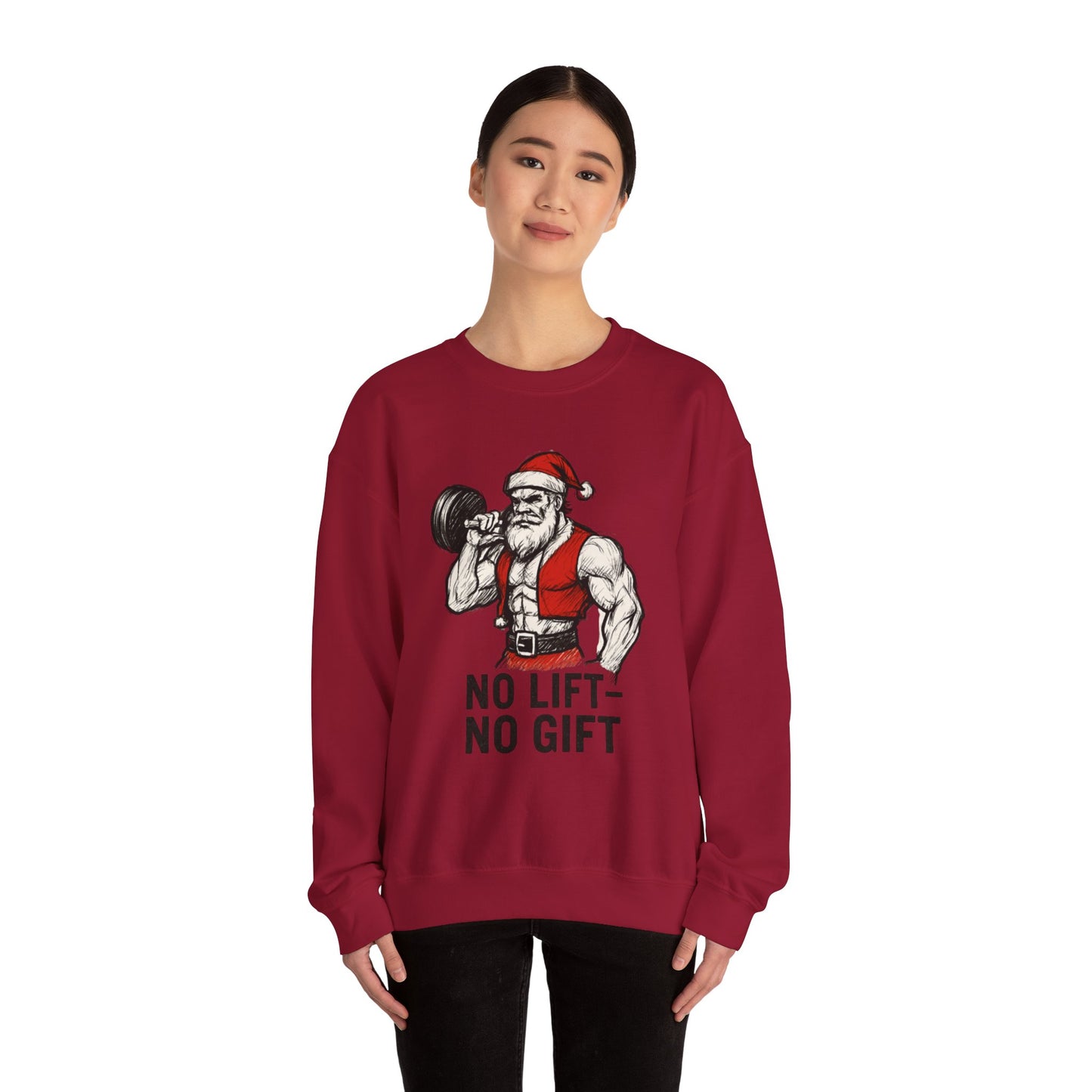 Santa Lifting Sweatshirt – "No Lift No Gift" Christmas Gym Crewneck